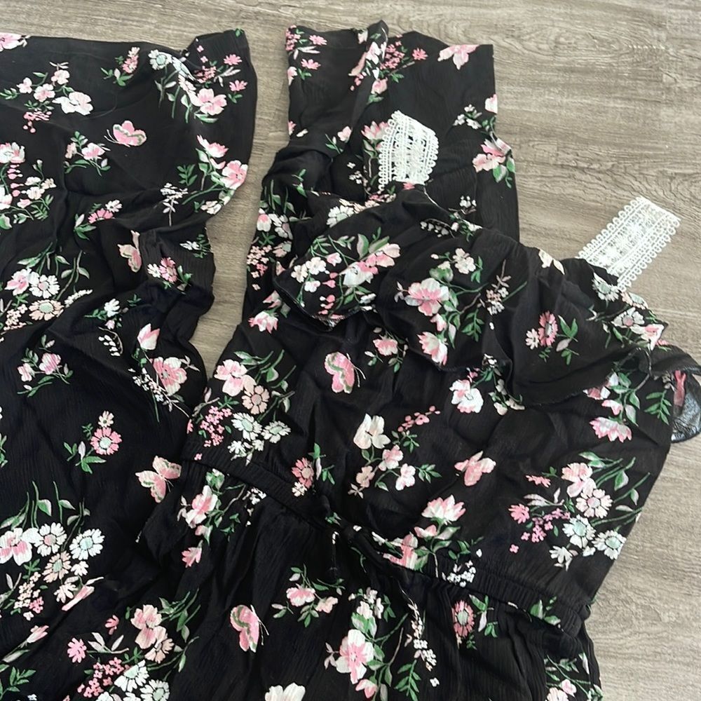 BTWEEN Floral Jump Suit Black NEW